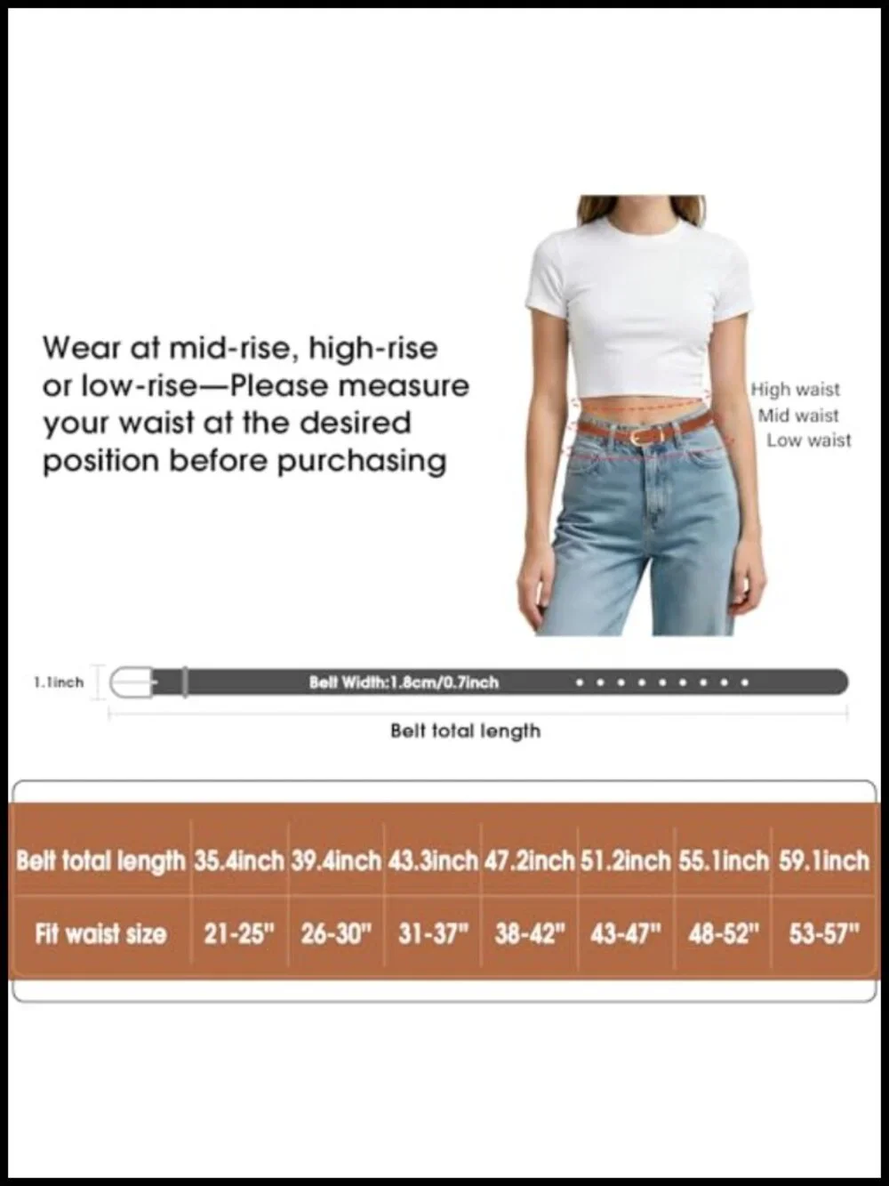 Womens Skinny Faux Leather Belt with Gold Buckle for Jeans Dress Pants